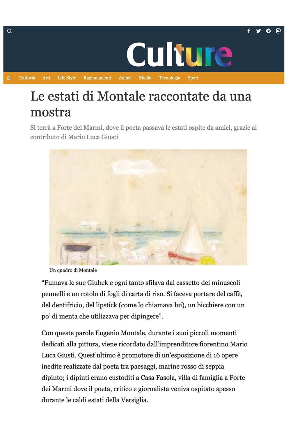 Le Estati di Montale Raccontate da Una Mostra